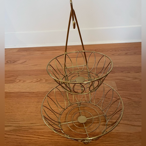 Threshold 2-tier Iron Wire Fruit Basket with Banana Hanger Gold - Picture 3 of 3